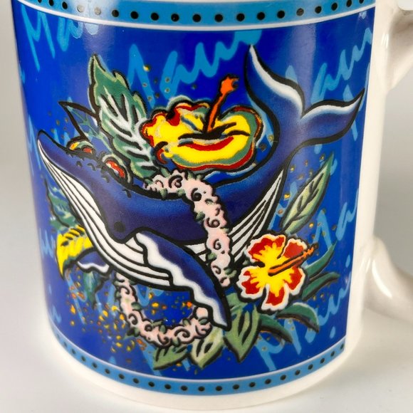 Vtg Hilo Hattie Hawaii Whale Hibiscus Ceramic Coffee Tea Cup Mug Souvenir - Picture 10 of 14